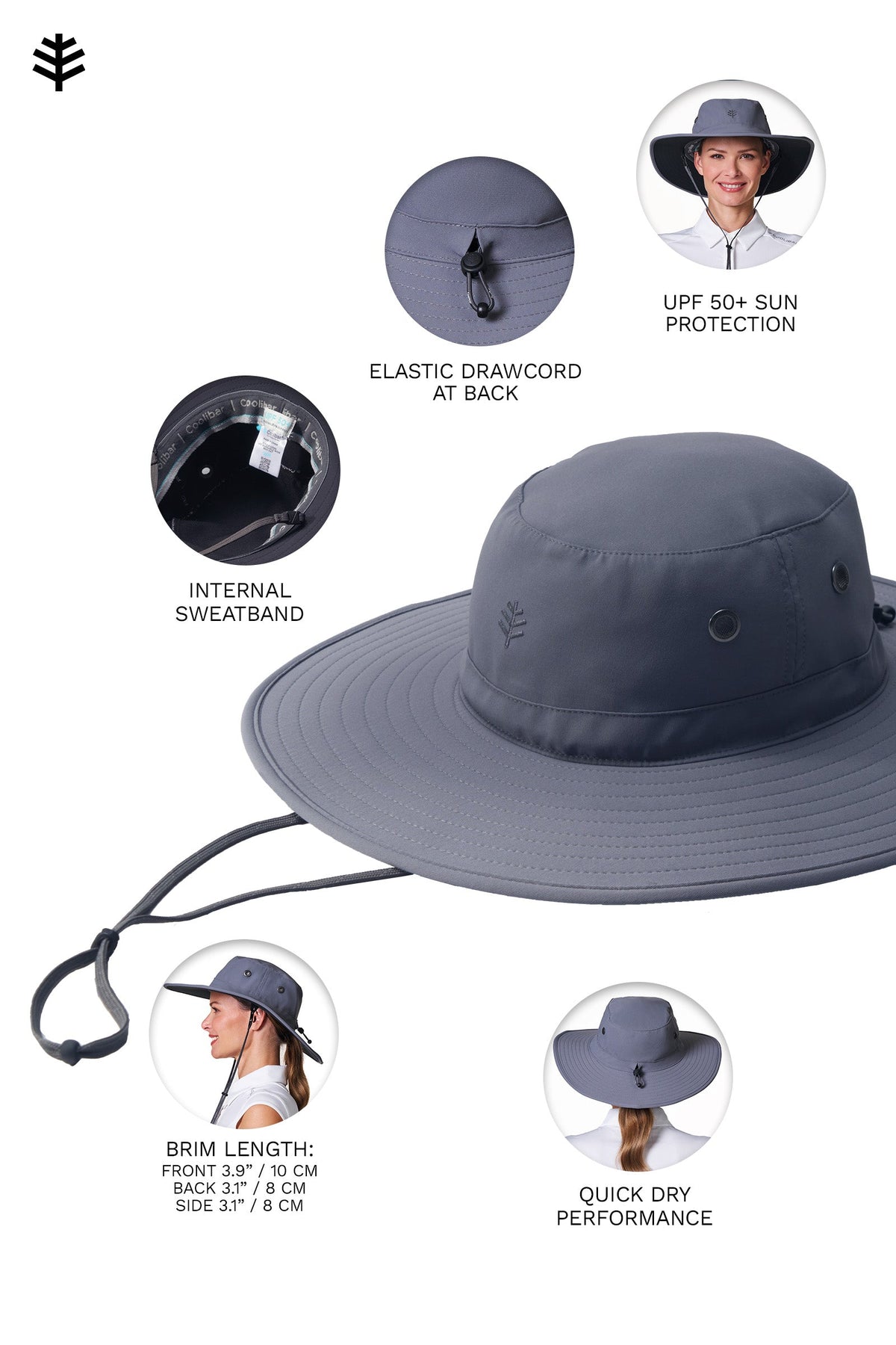 Sombrero unisex Leo de ala ancha moldeable | Carbón/Negro