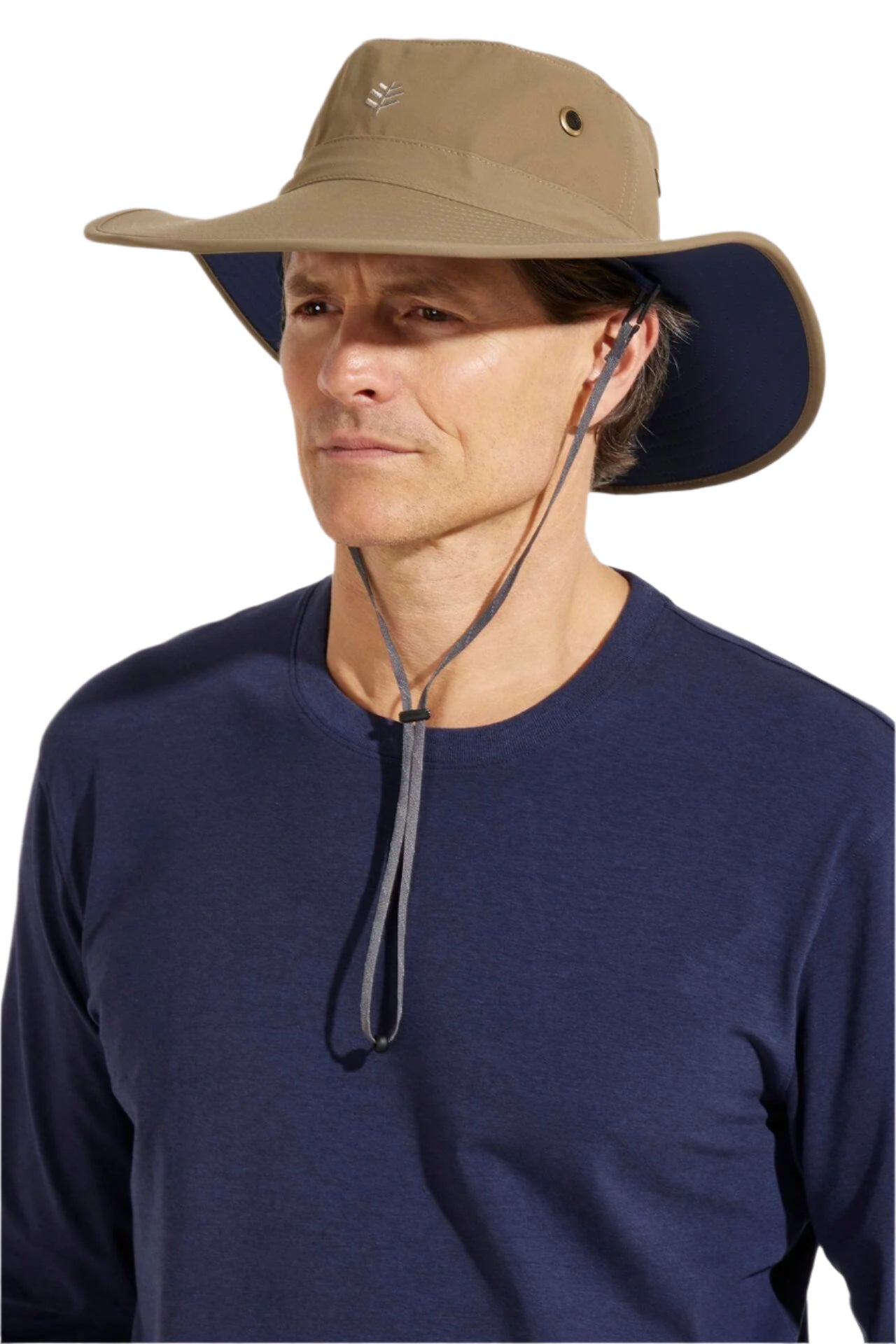 Unisex Leo Shapeable Wide Brim Hat | Khaki/Navy