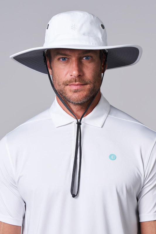 Unisex Leo Shapeable Wide Brim Hat | White/Carbon