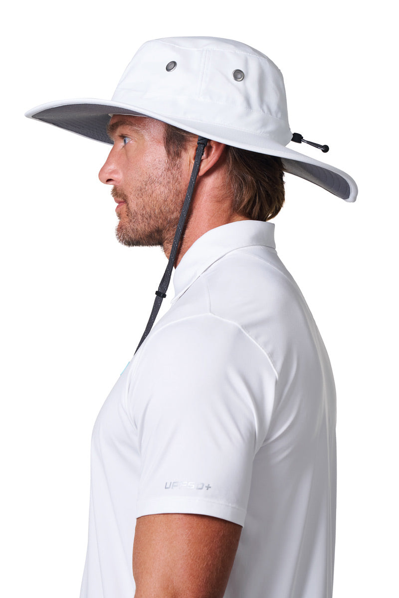 Unisex Leo Shapeable Wide Brim Hat | White/Carbon