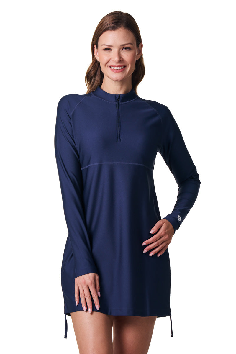 Women's Lawai Ruche Swim Shirt | Navy