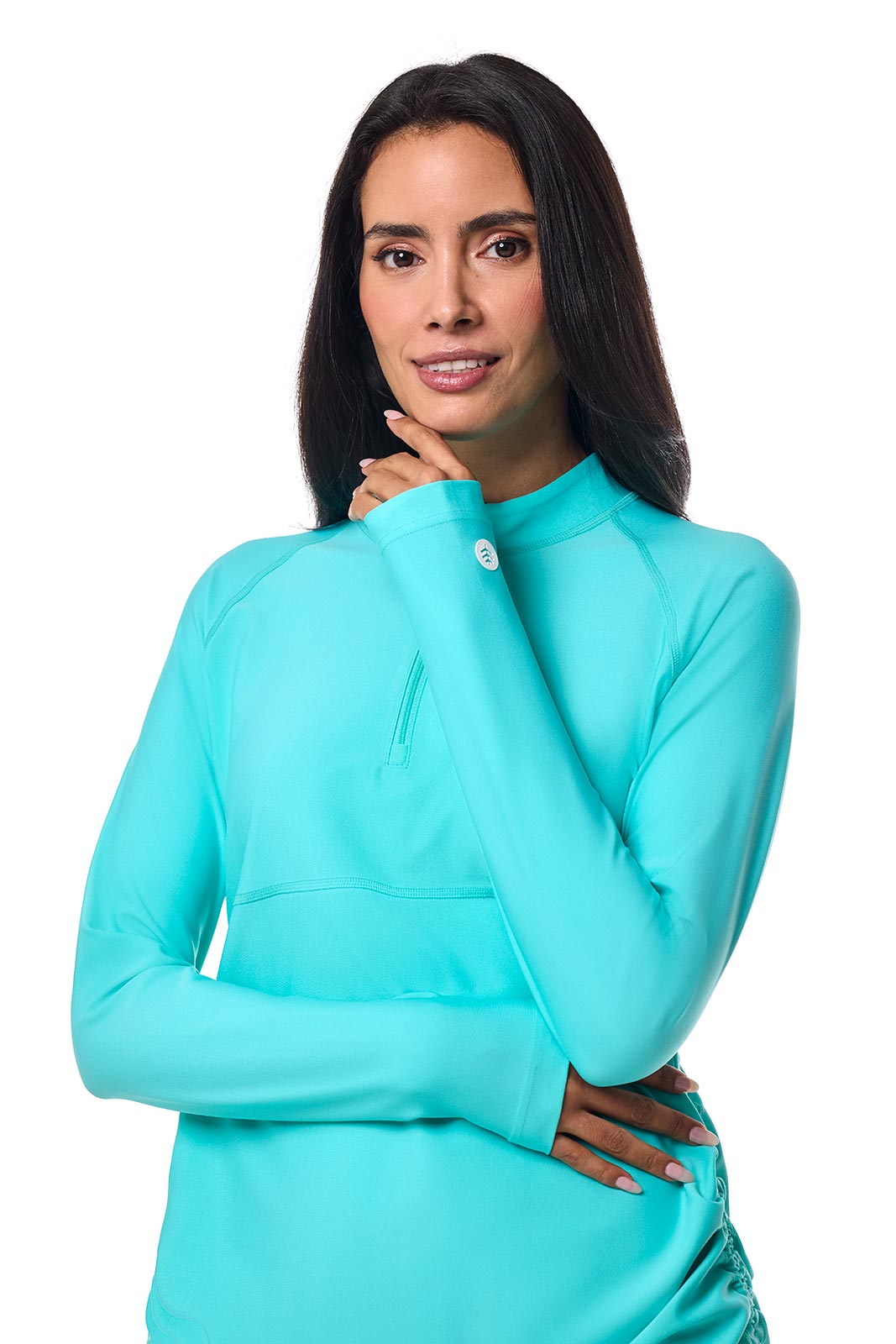 Women's Lawai Ruche Swim Shirt | Blue Curacao
