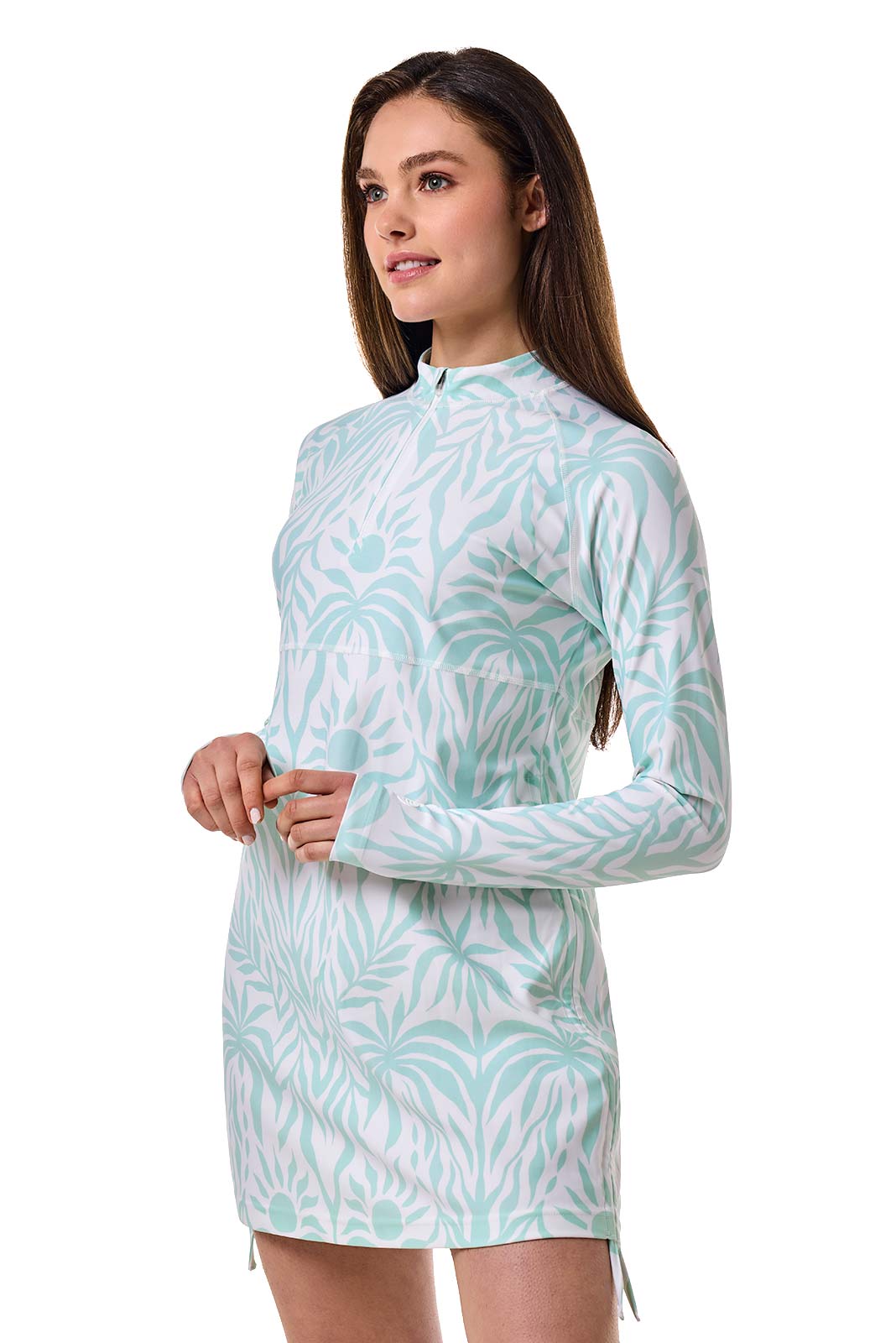 Women's Lawai Ruche Swim Shirt | Honeydew American Palm