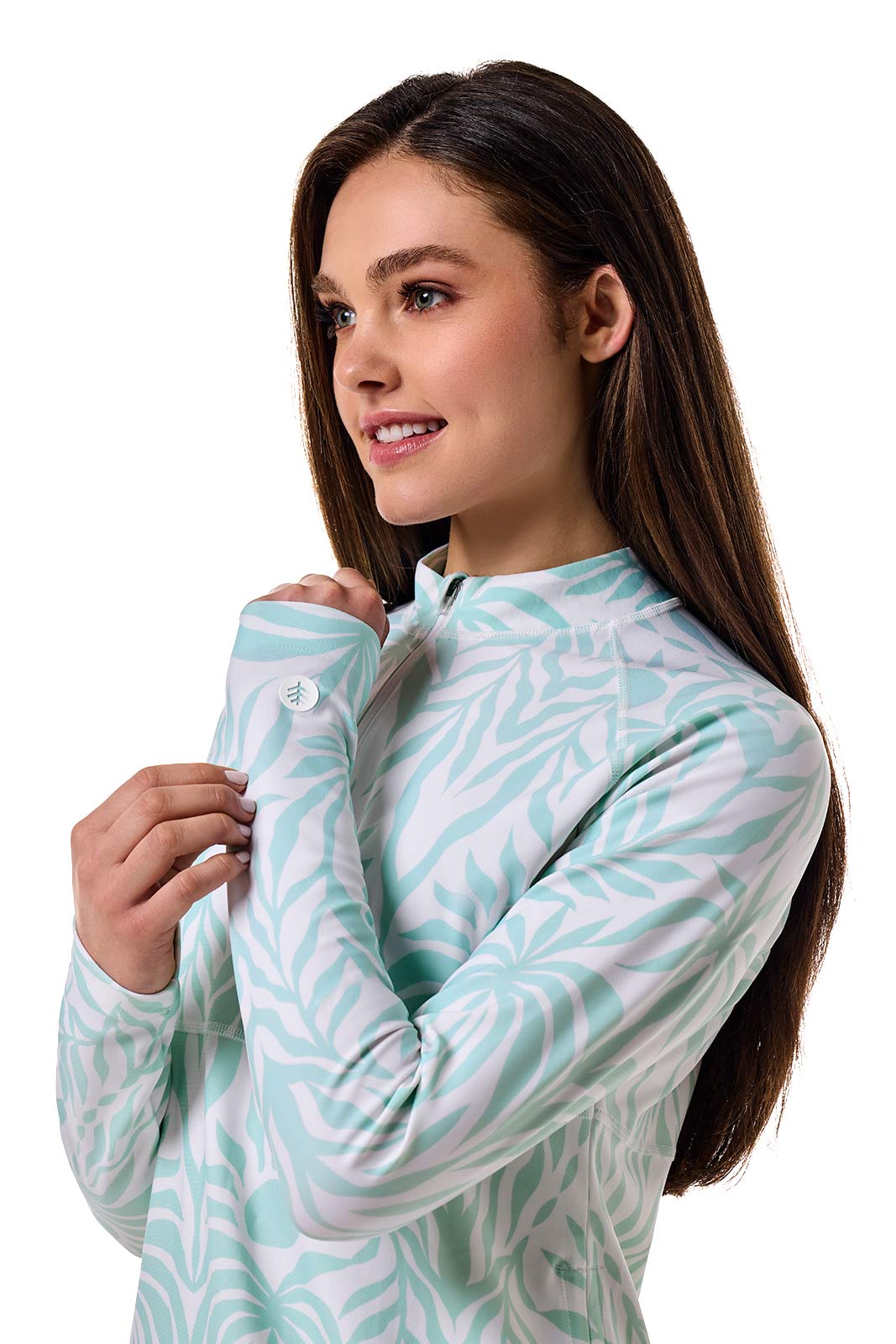Women's Lawai Ruche Swim Shirt | Honeydew American Palm