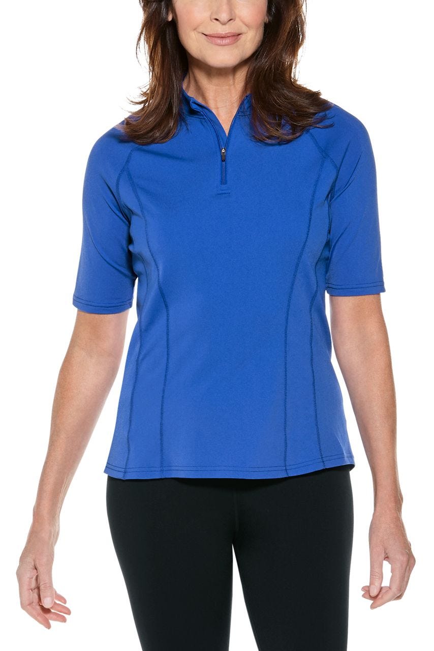 Women's Freestyle Short Sleeve Rash Guard | Baja Blue