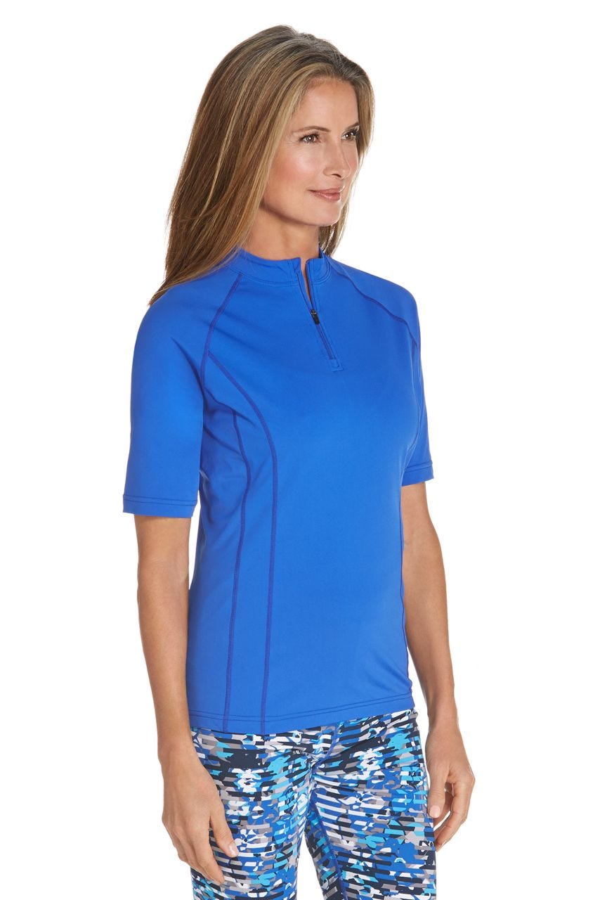 Women's Freestyle Short Sleeve Rash Guard | Baja Blue
