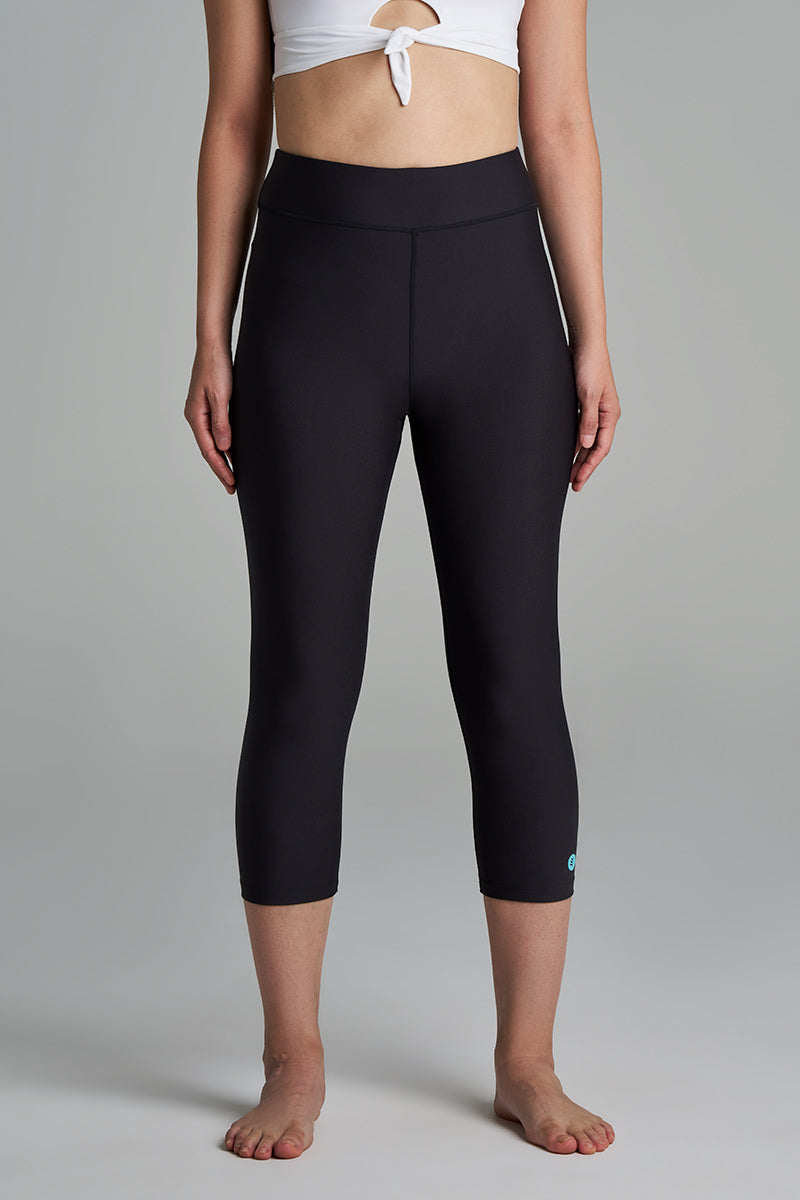 Women's Deep Water Swim Capris | Black