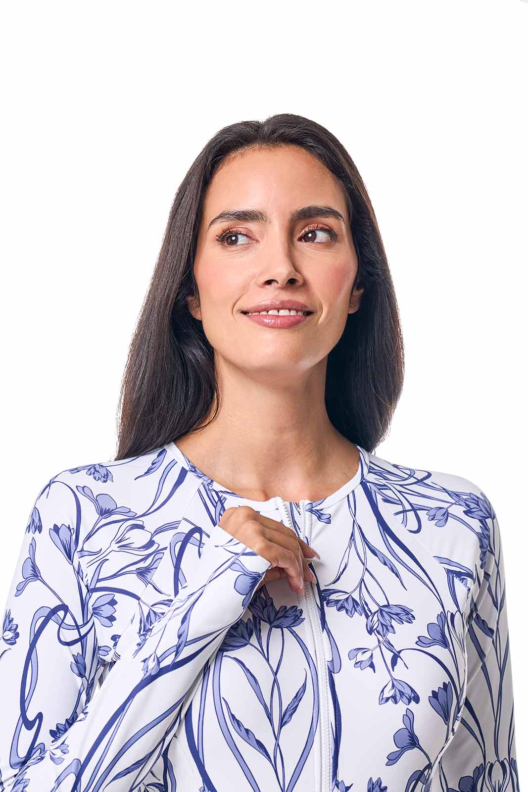 Women's Escalante Long Sleeve Swimsuit | White Iris Dusk