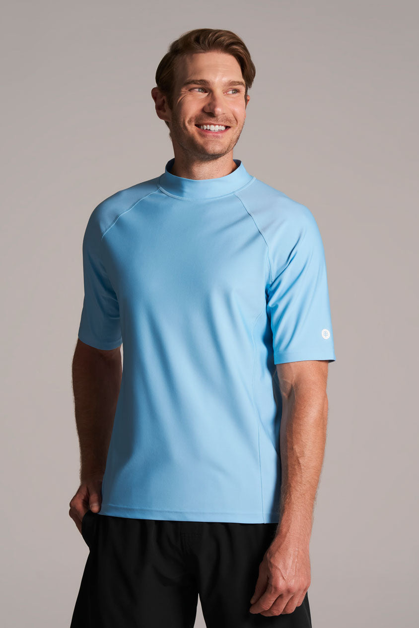 Men's Tulum Short Sleeve Surf Rash Guard | Artic Blue