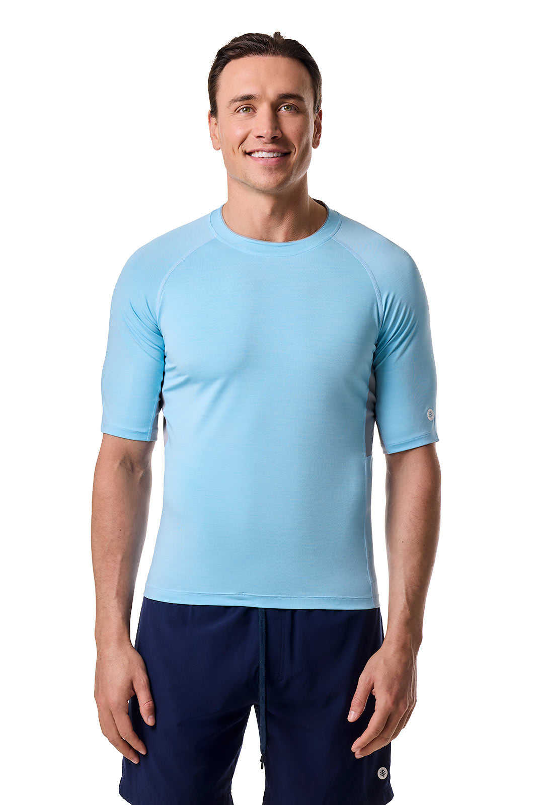 Men's Ultimate Short Sleeve Rash Guard | Arctic Blue Line Texture