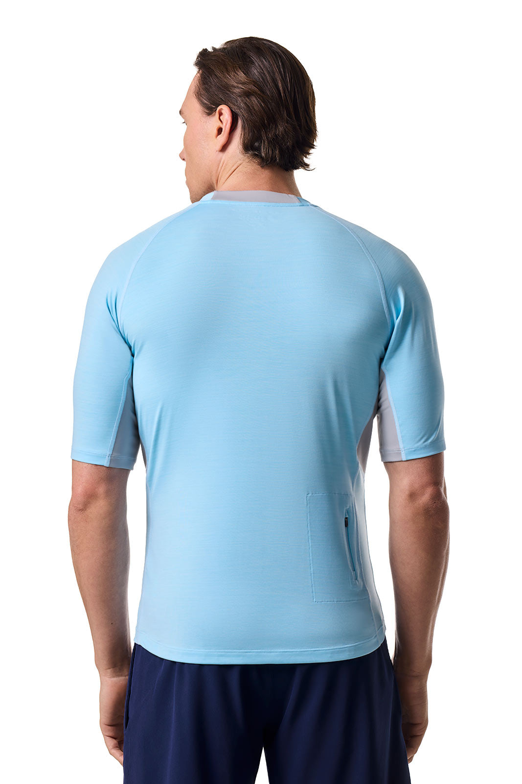 Men's Ultimate Short Sleeve Rash Guard | Arctic Blue Line Texture