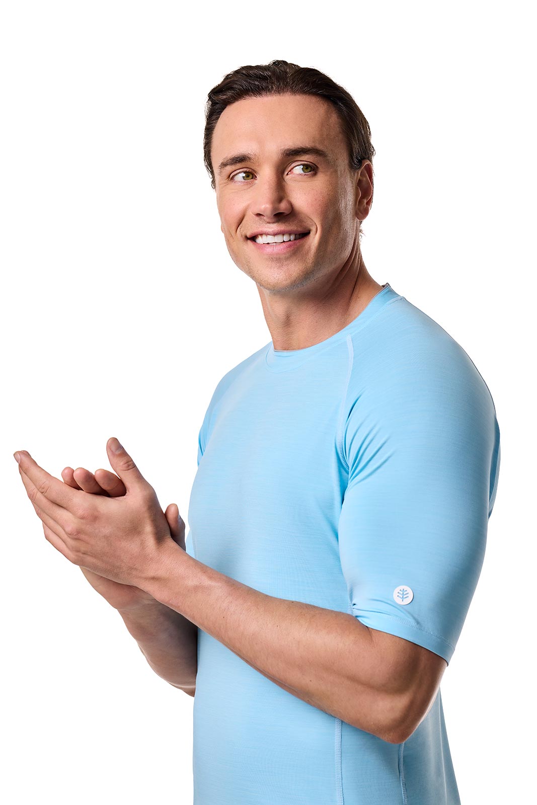Men's Ultimate Short Sleeve Rash Guard | Arctic Blue Line Texture