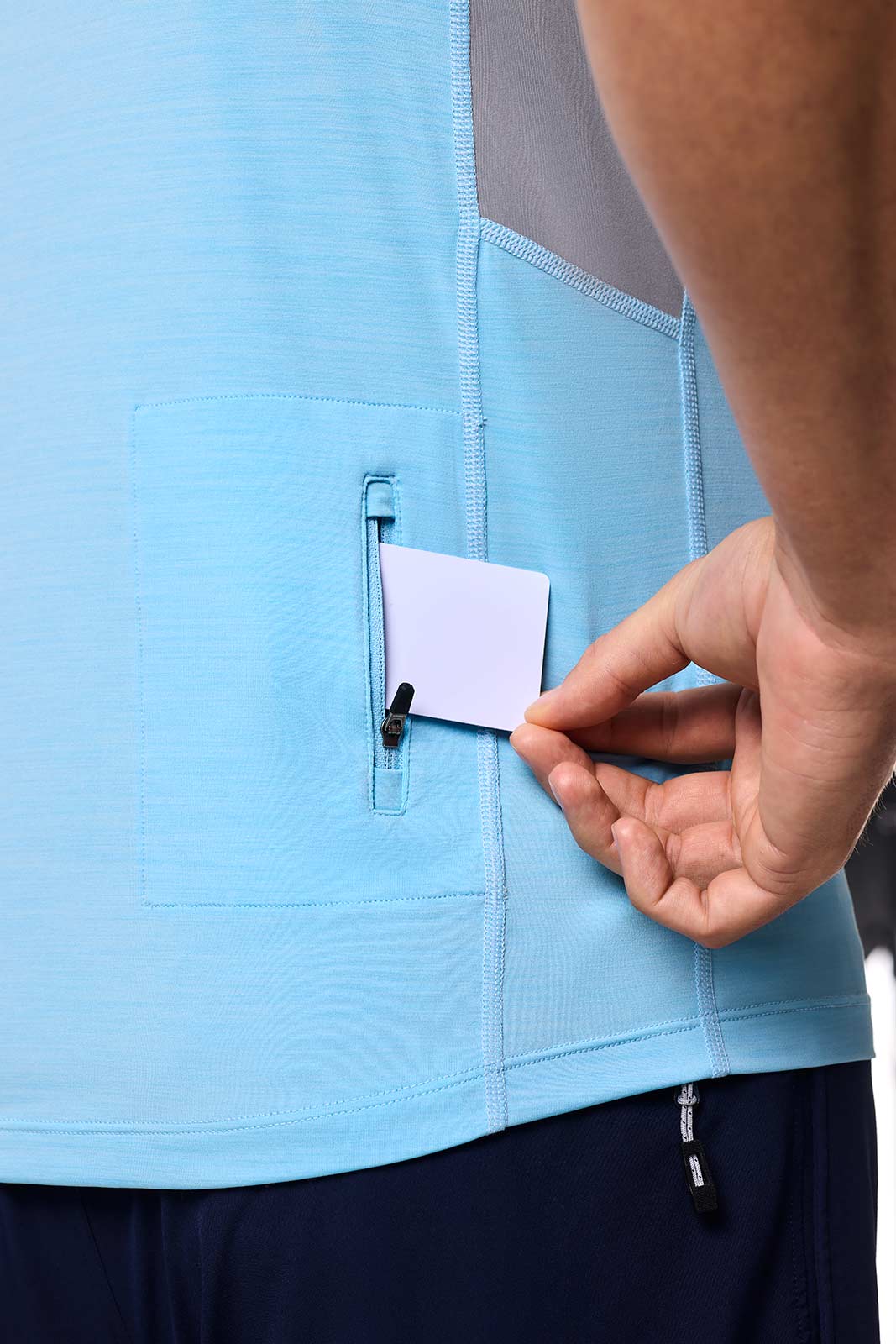 Men's Ultimate Short Sleeve Rash Guard | Arctic Blue Line Texture