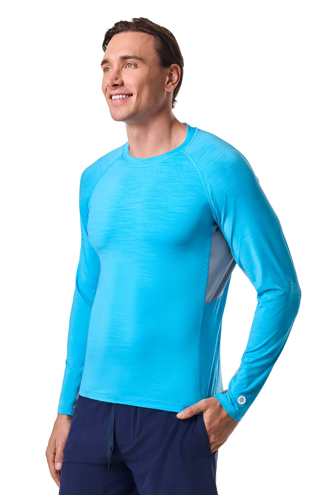 Men's Ultimate Long Sleeve Rash Guard | Malibu Blue Line Texture