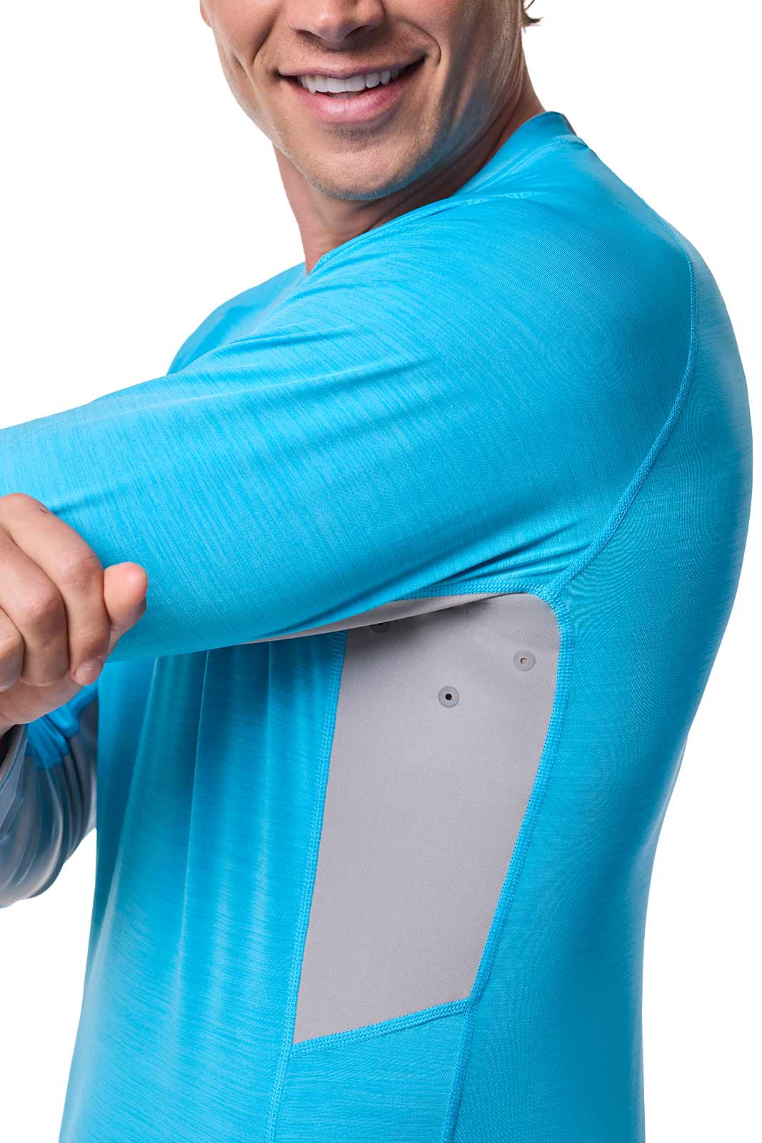 Men's Ultimate Long Sleeve Rash Guard | Malibu Blue Line Texture