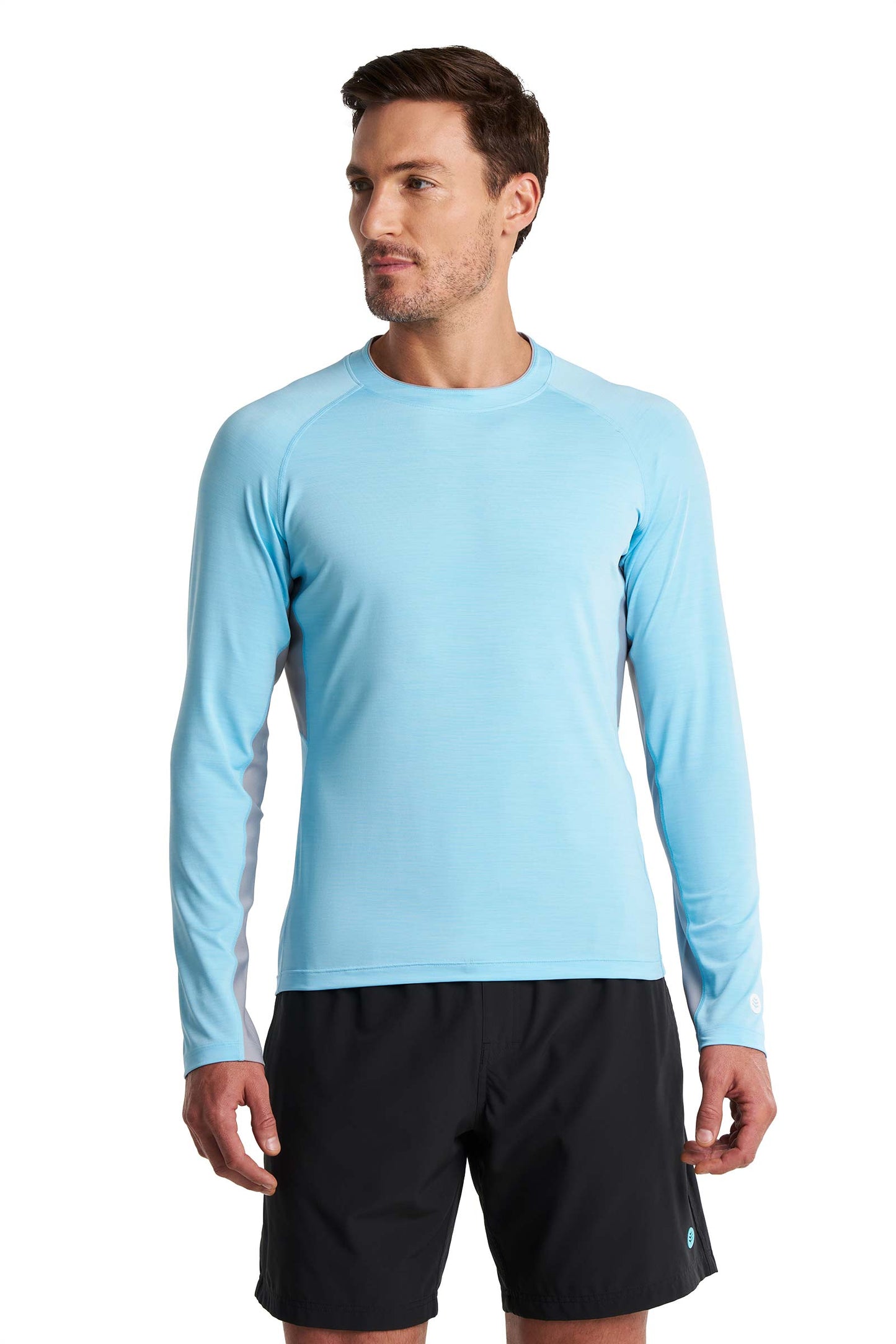 Men's Ultimate Long Sleeve Rash Guard | Arctic Blue Line Texture
