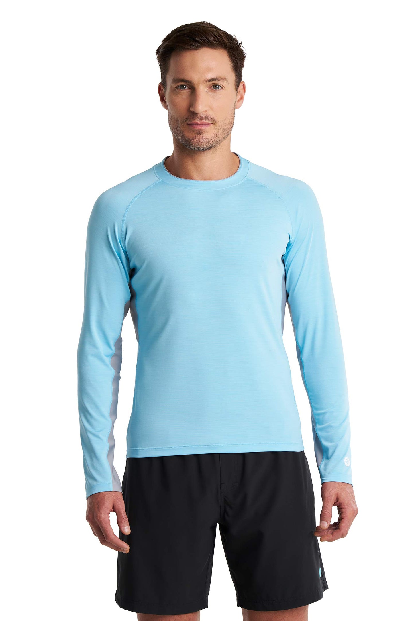 Men's Ultimate Long Sleeve Rash Guard | Arctic Blue Line Texture