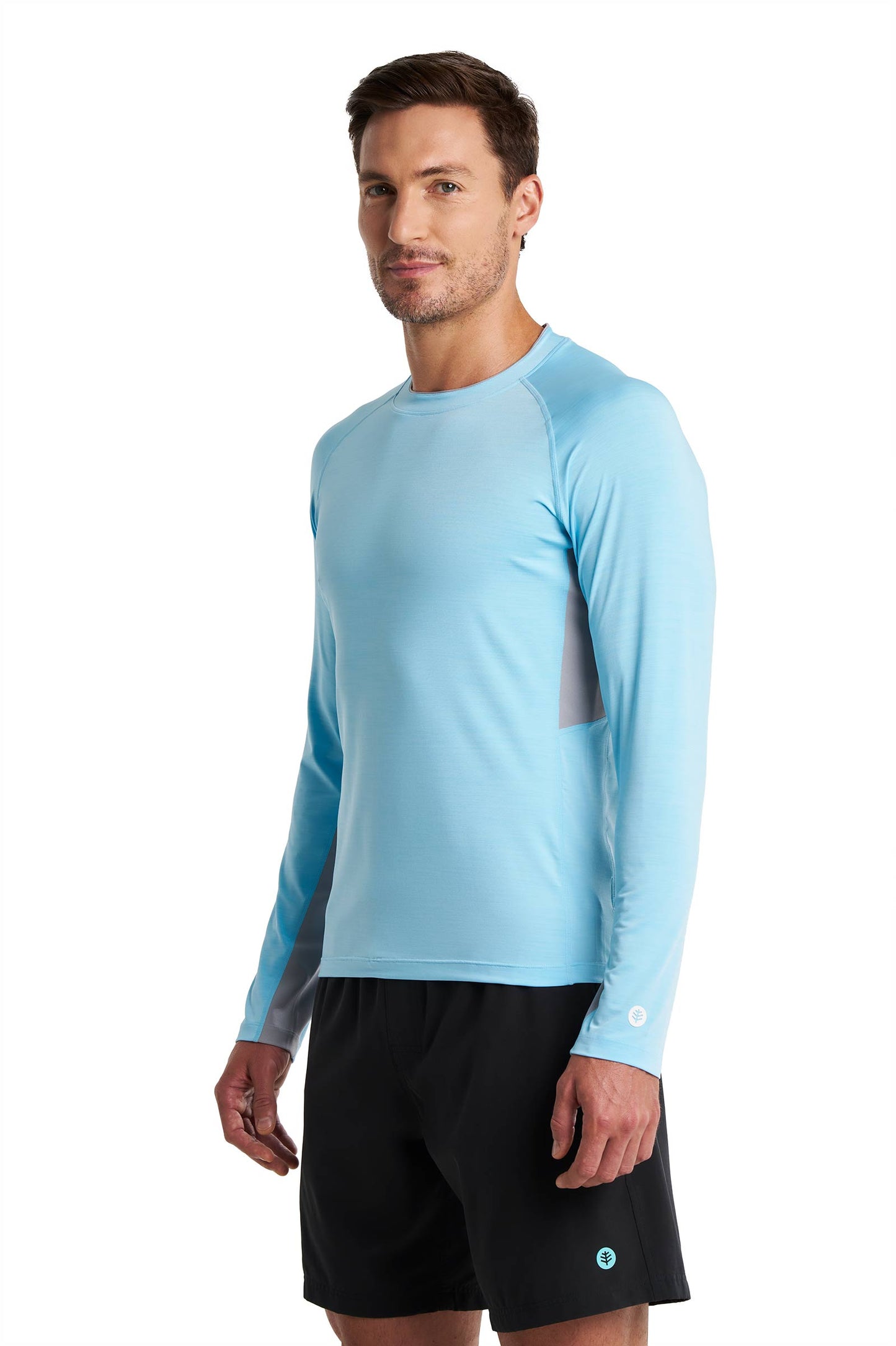 Men's Ultimate Long Sleeve Rash Guard | Arctic Blue Line Texture