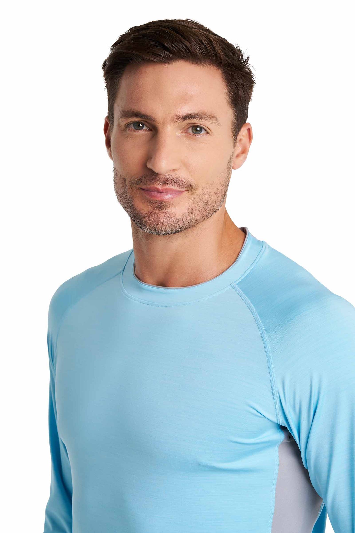 Men's Ultimate Long Sleeve Rash Guard | Arctic Blue Line Texture