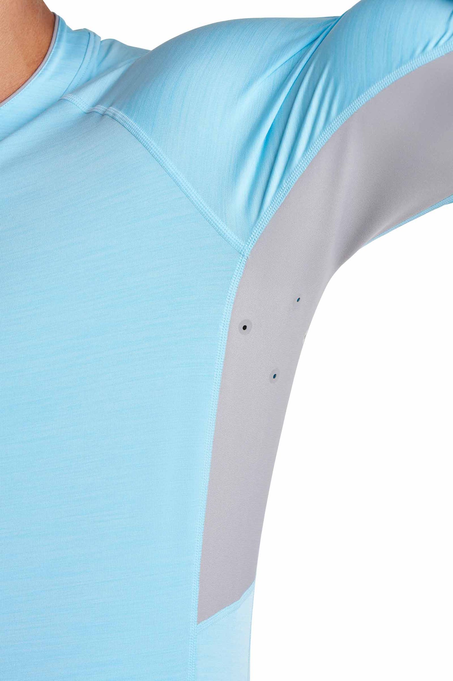 Men's Ultimate Long Sleeve Rash Guard | Arctic Blue Line Texture