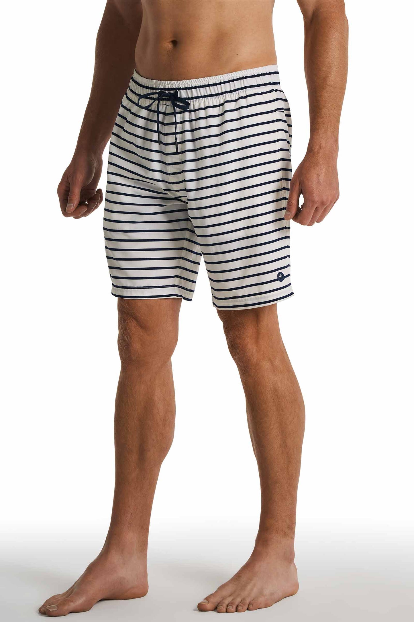 Men's Kahuna Swimming Shorts | White/Navy Stripe