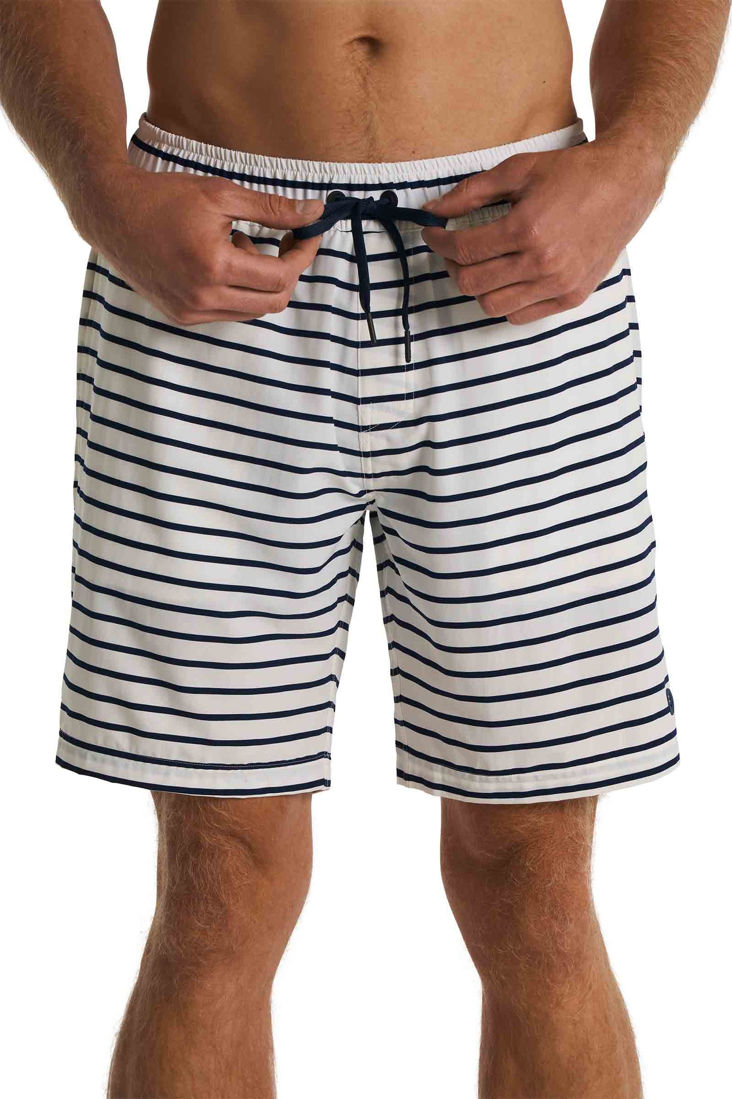 Men's Kahuna Swimming Shorts | White/Navy Stripe