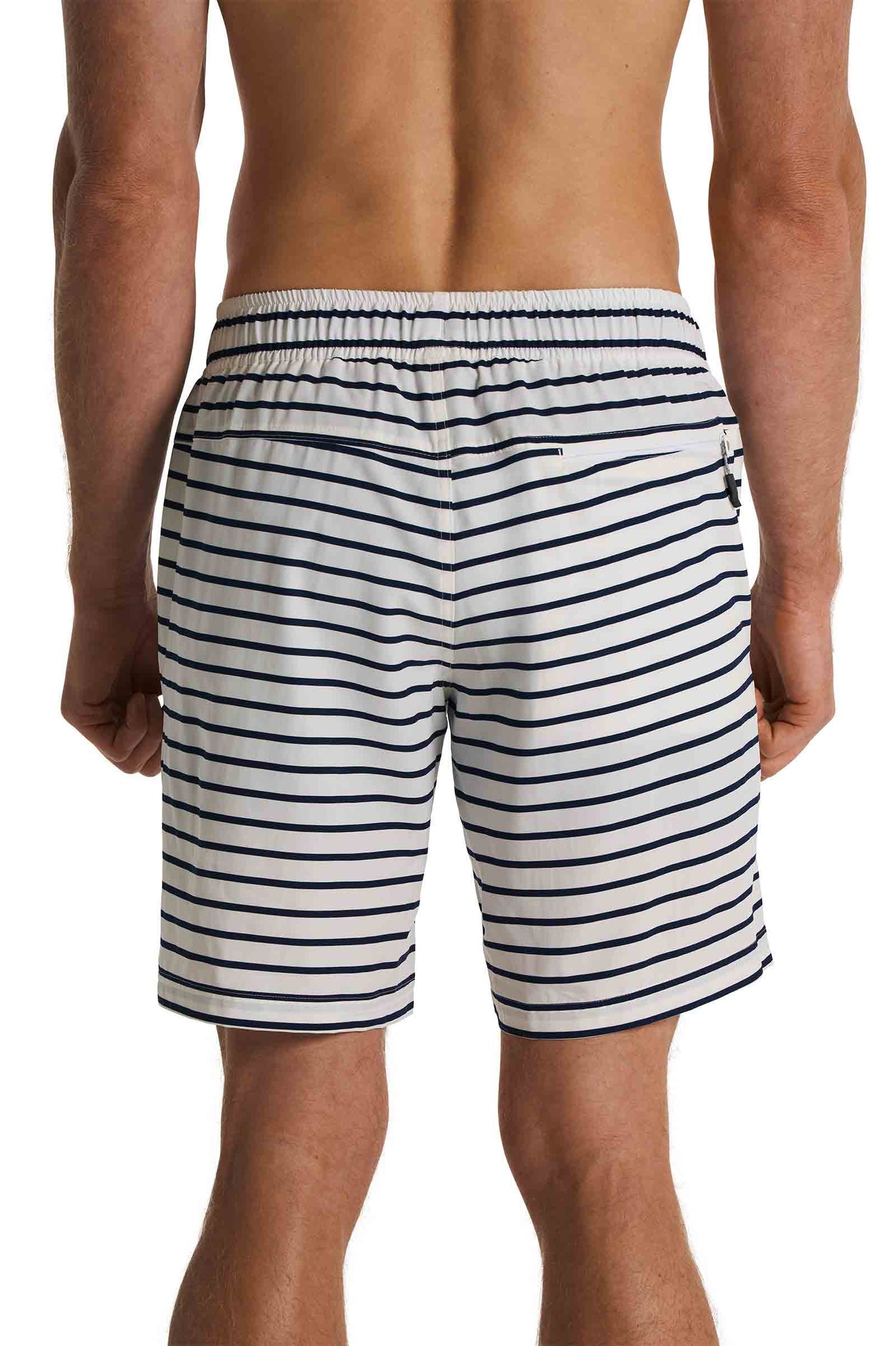Men's Kahuna Swimming Shorts | White/Navy Stripe