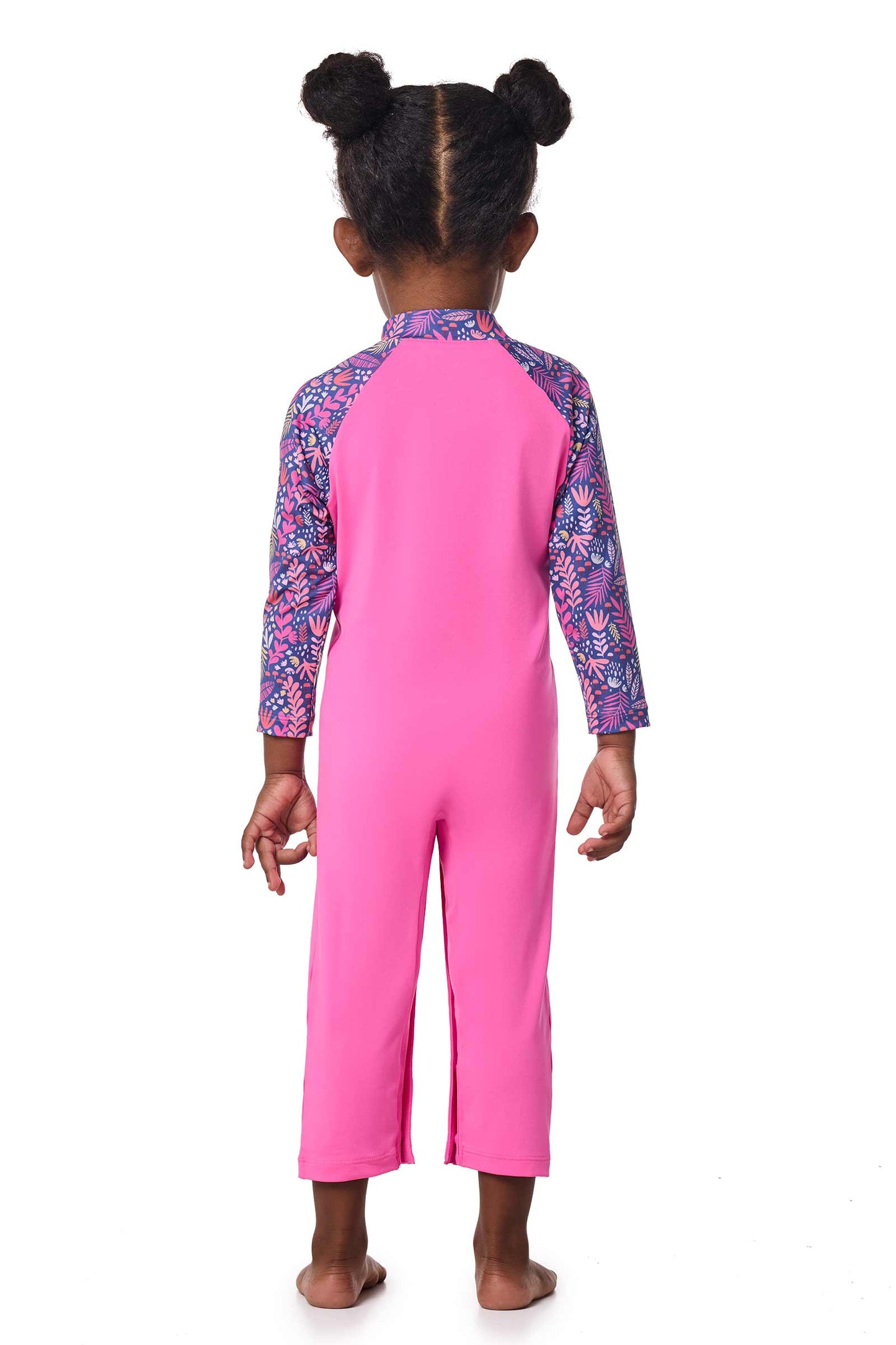 Kid's Beach One-Piece Swimsuit | Tulip Pink Blooming Forest