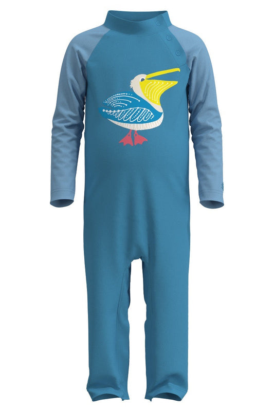 Kid's Beach One-Piece Swimsuit | Malibu Blue Happy Pelican
