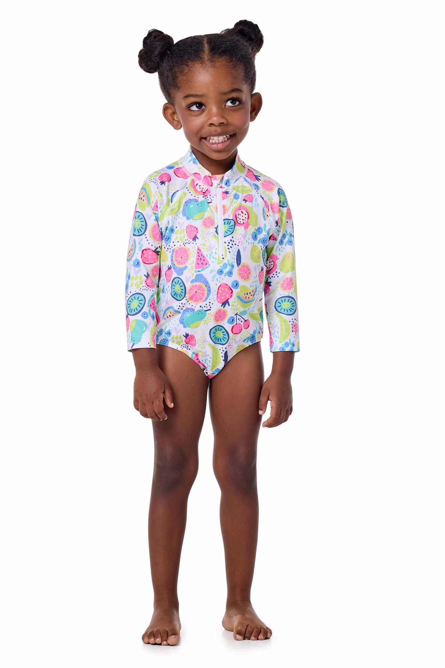 Kid's Wave One-Piece Swimsuit | White Fruit Party