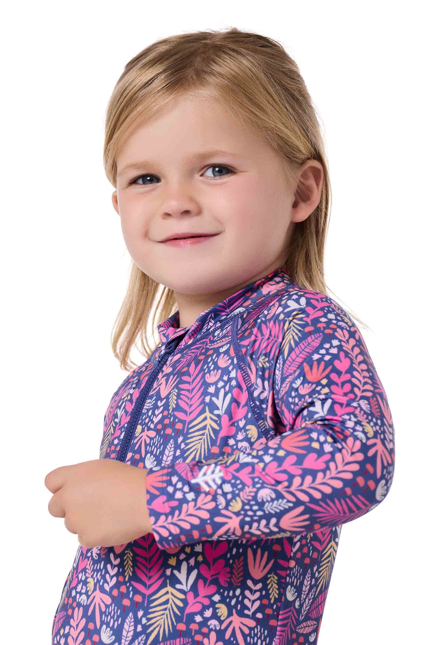 Kid's Wave One-Piece Swimsuit | Future Dusk Blooming Forest