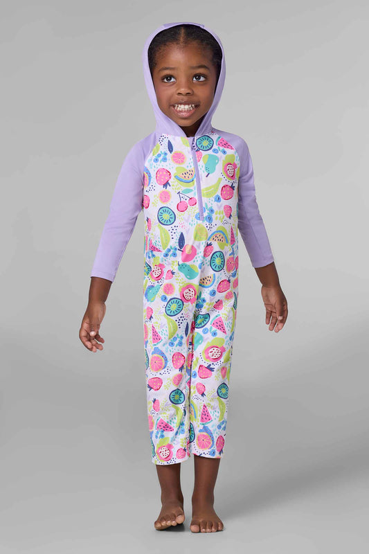 Kid's Finn Hooded One-Piece Swimsuit | Lavendula Colorblock