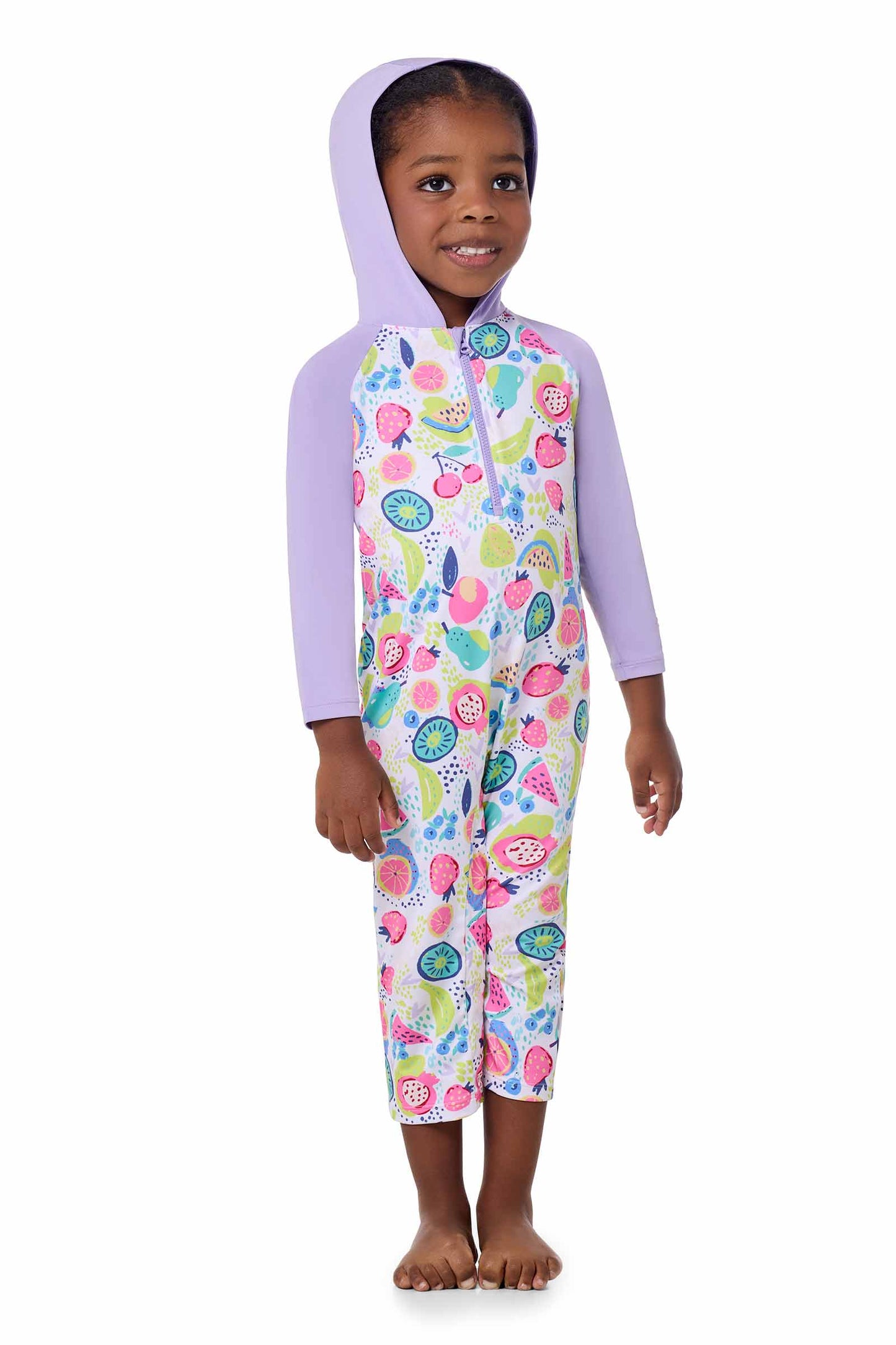 Kid's Finn Hooded One-Piece Swimsuit | Lavendula Colorblock