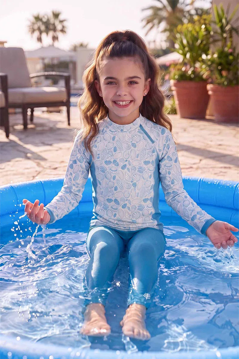 Camiseta de protección solar Wavechaser Zippy para niños | Paraíso de palmeras azul ártico
