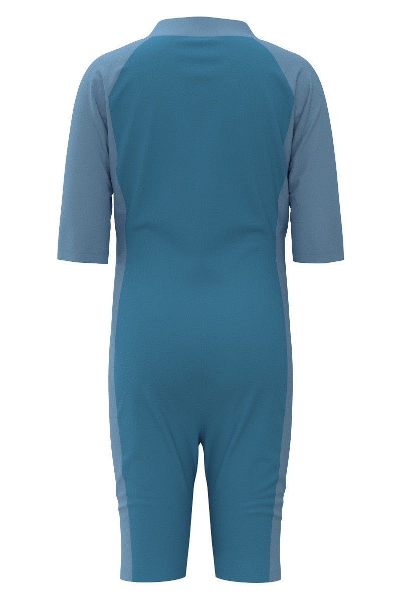 Kid's Barracuda Neck-to-Knee Swimsuit | Arctic Blue Colorblock