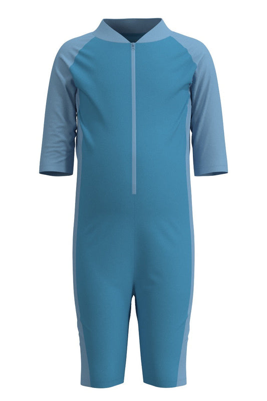 Kid's Barracuda Neck-to-Knee Swimsuit | Arctic Blue Colorblock