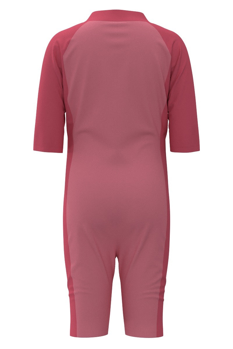 Kid's Barracuda Neck-to-Knee Swimsuit | Flamingo Pink Colorblock