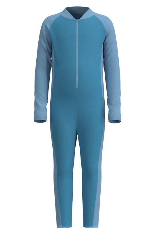 Kid's Barracuda Neck-to-Ankle Swimsuit | Arctic Blue Colorblock