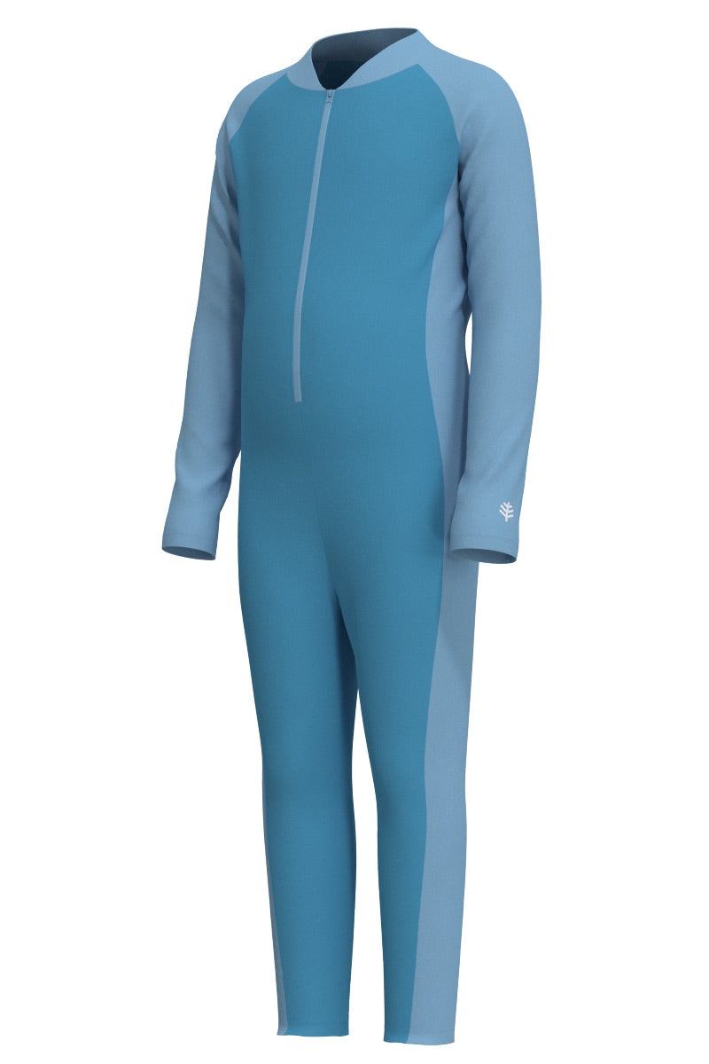 Kid's Barracuda Neck-to-Ankle Swimsuit | Arctic Blue Colorblock