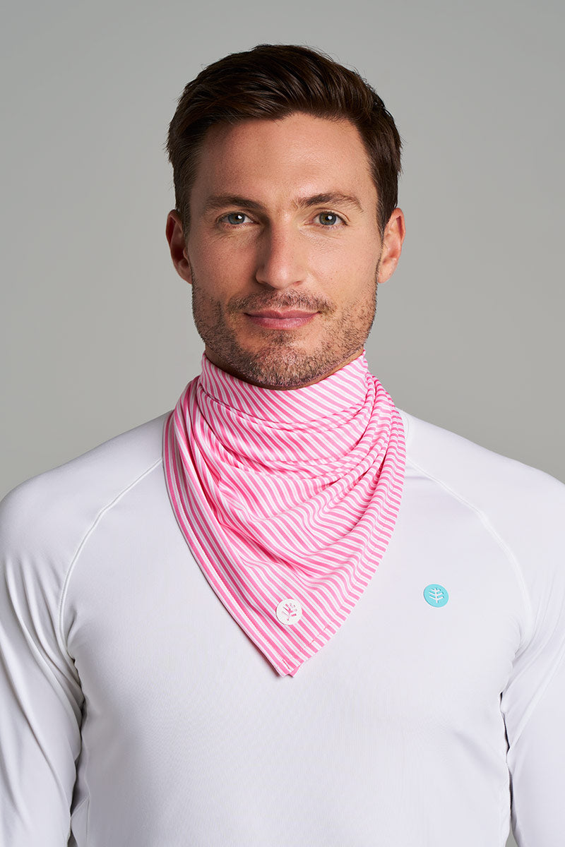Unisex Virasana Performance Sun Bandana | Flamingo Pink/White Stripe