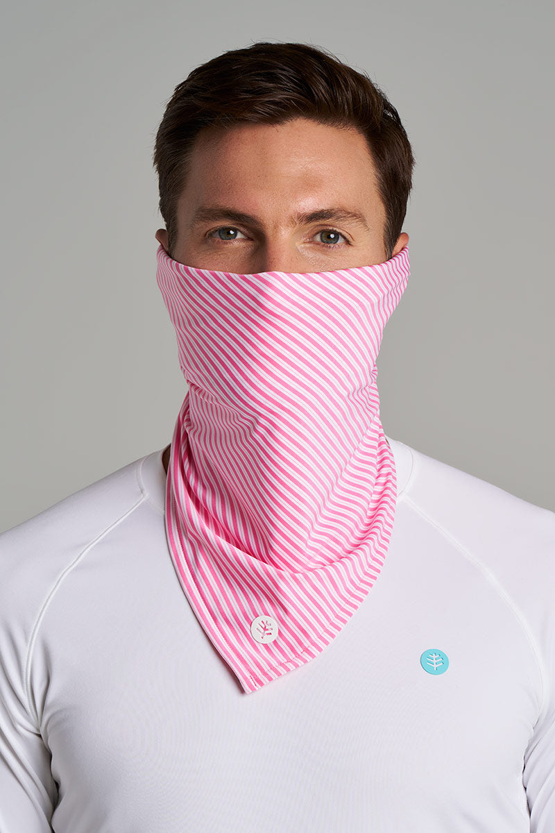 Unisex Virasana Performance Sun Bandana | Flamingo Pink/White Stripe