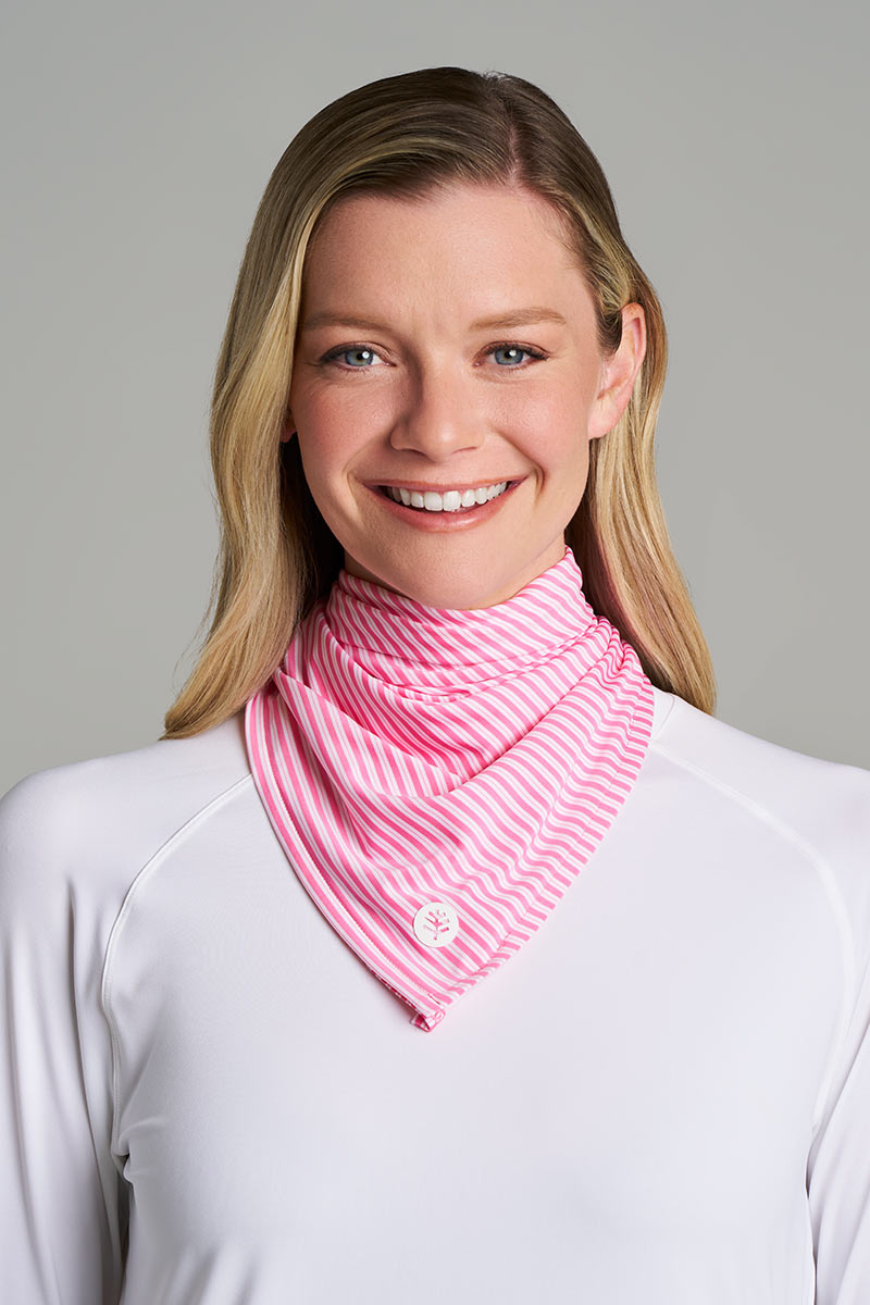 Unisex Virasana Performance Sun Bandana | Flamingo Pink/White Stripe