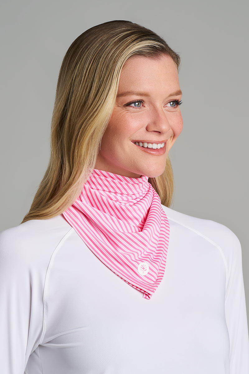 Unisex Virasana Performance Sun Bandana | Flamingo Pink/White Stripe