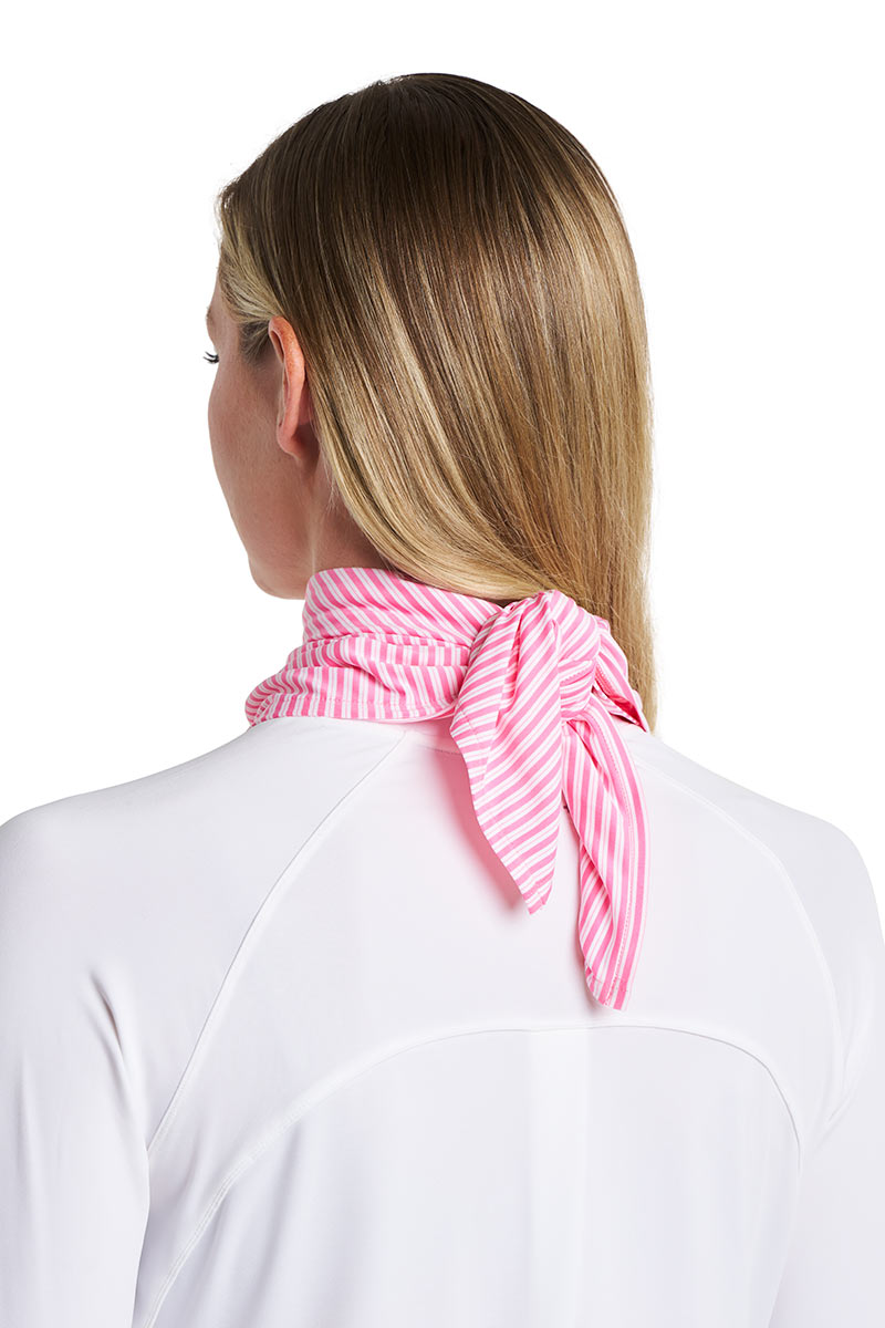 Unisex Virasana Performance Sun Bandana | Flamingo Pink/White Stripe