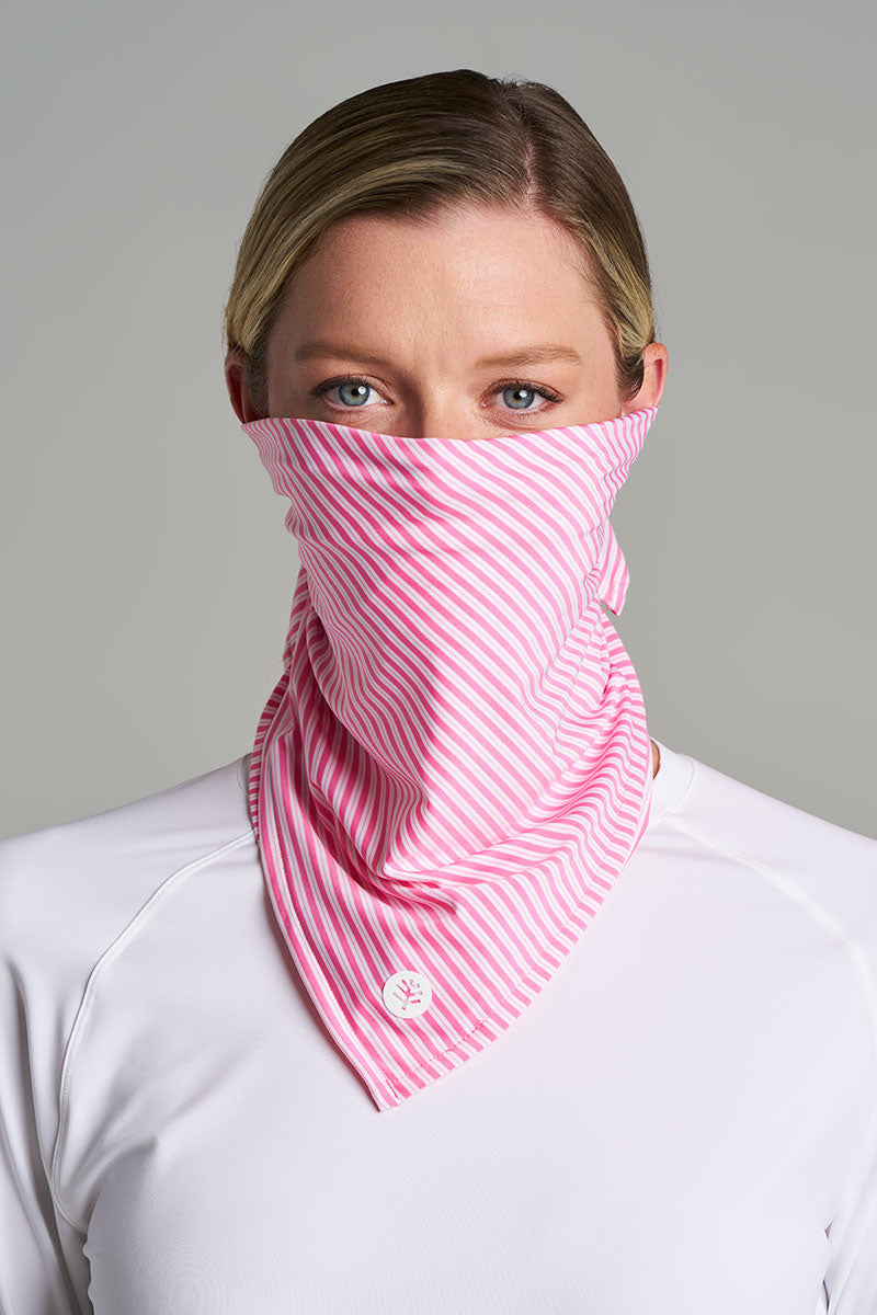 Unisex Virasana Performance Sun Bandana | Flamingo Pink/White Stripe