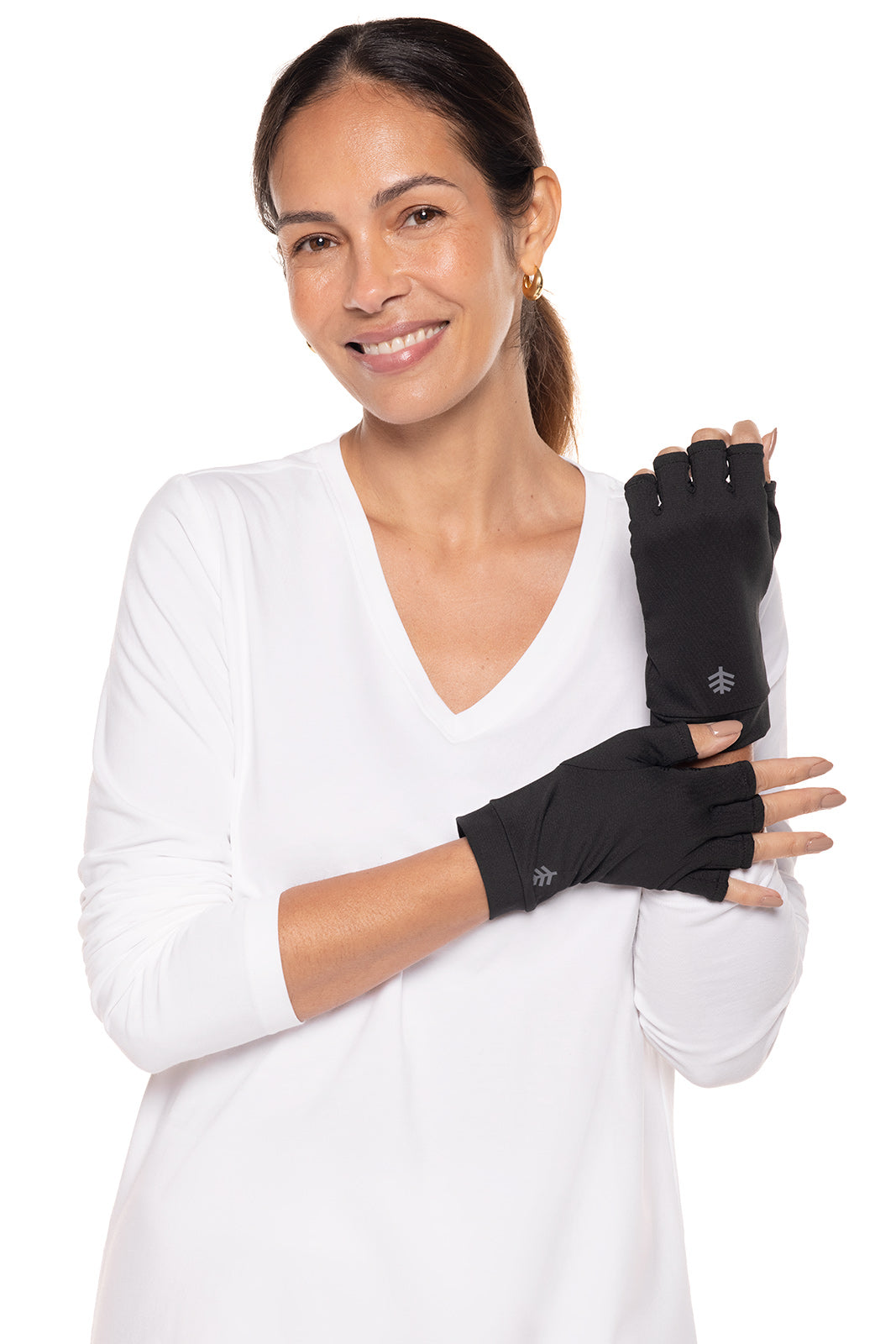 Unisex Ouray UV Fingerless Gloves | Black