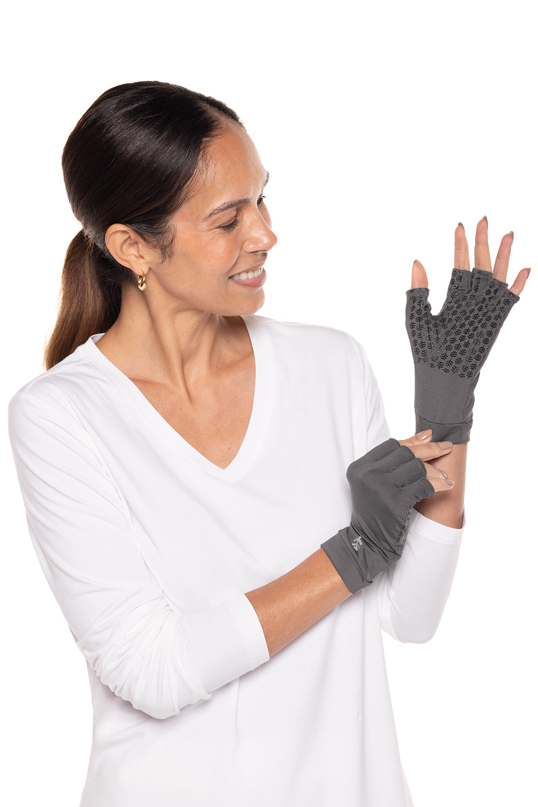 Unisex Ouray UV Fingerless Gloves | Charcoal