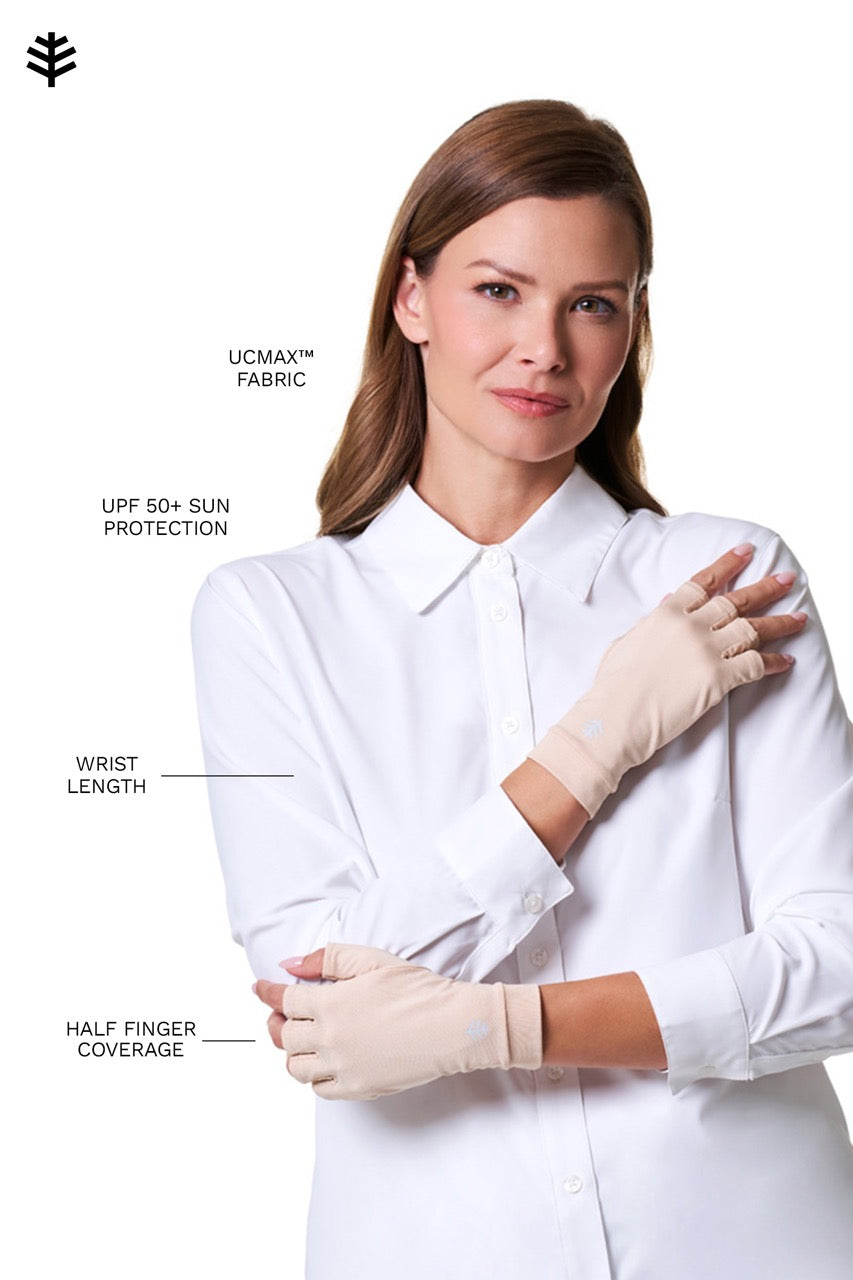 Unisex Ouray UV Fingerless Gloves | Beige