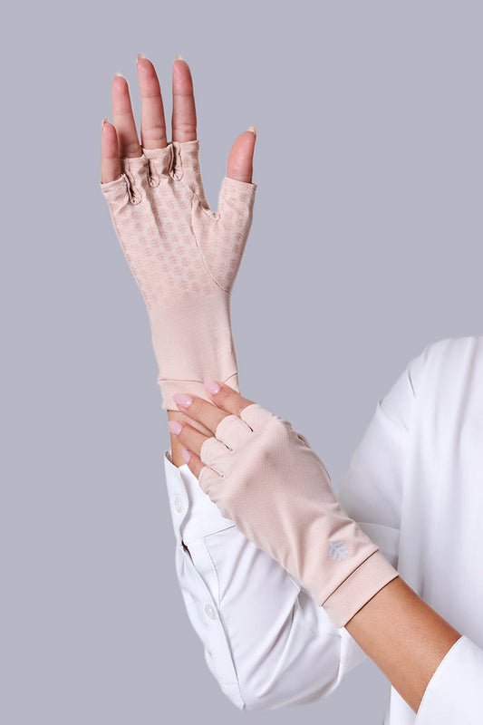 Unisex Ouray UV Fingerless Gloves | Beige