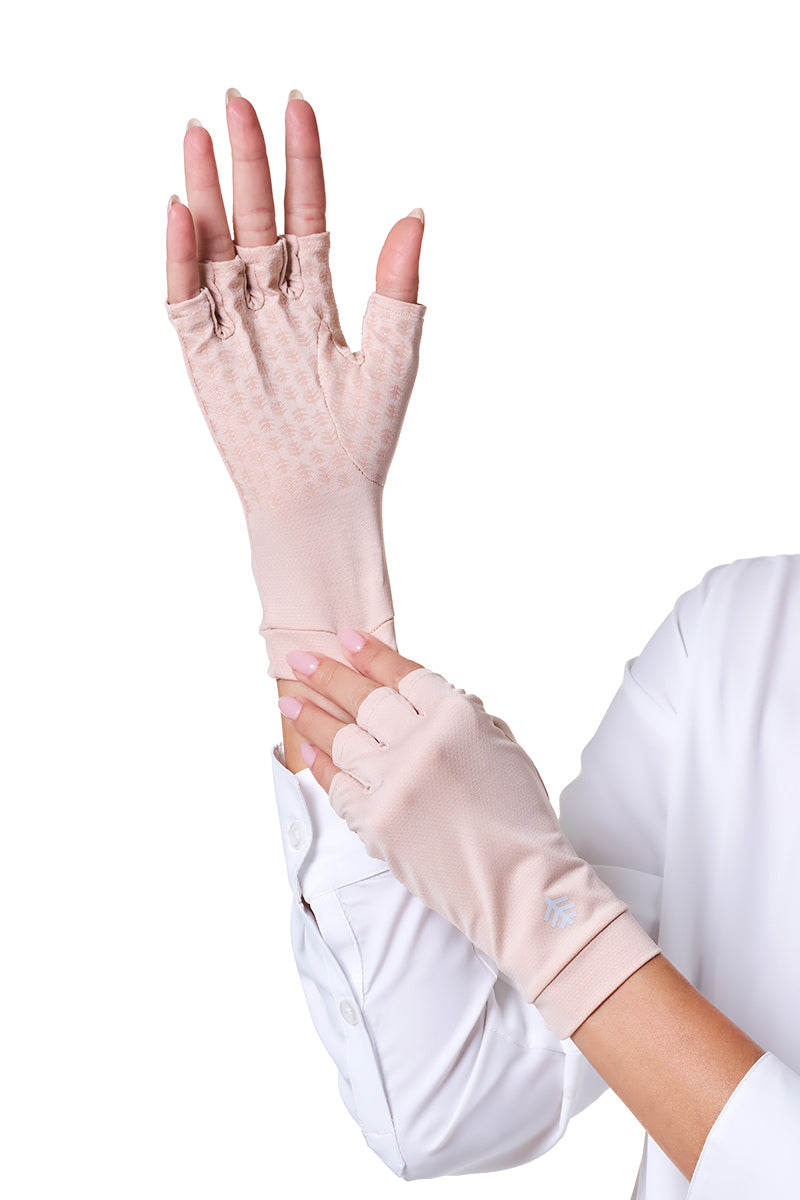 Unisex Ouray UV Fingerless Gloves | Beige